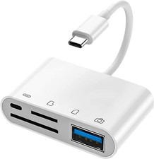USB-C SD Card Reader, 4 in 1 USB OTG Adapter Compatible SD/TF Card with Charging