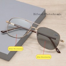 Men Anti Blue Light Bifocal Photochromic Reading Glasses Outdoor Sunglasses New