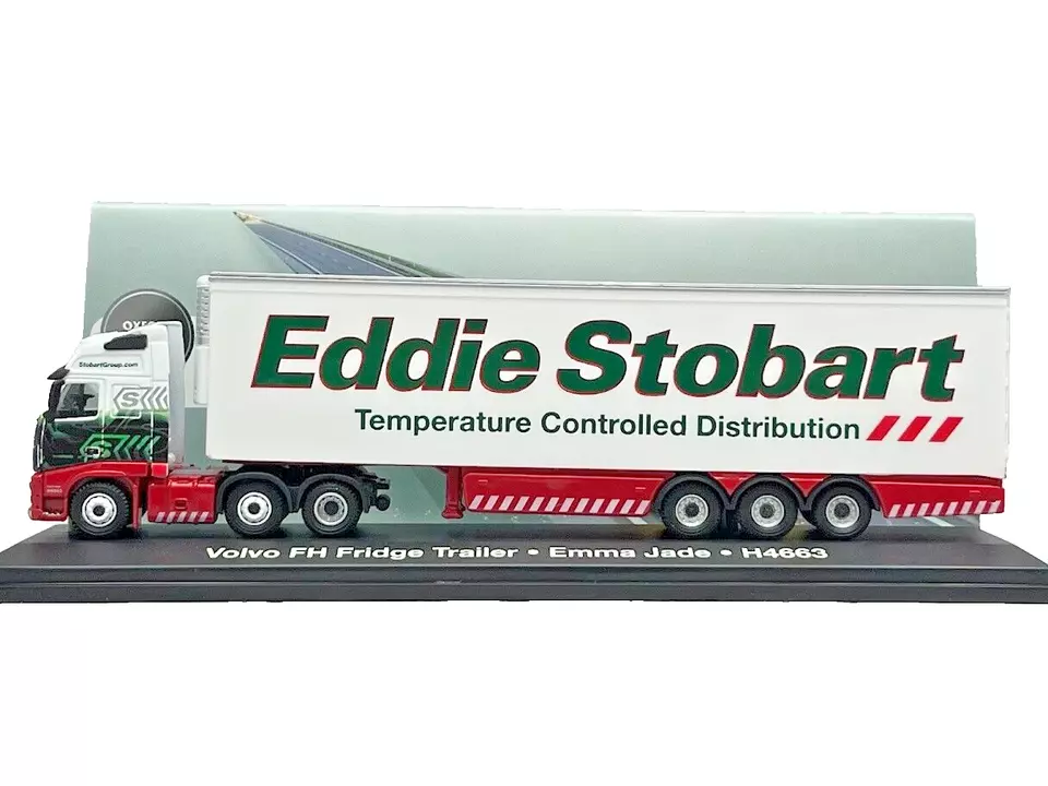 Eddie Stobart Volvo FH12 Fridge Trailer Emma Jade Lorry 1/76 Oxford Diecast - Immagine 3 di 4