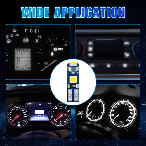 20x T5 74 17 37 3 LED Instrument Gauge Cluster Dash Light Bulbs w/ Sockets White - Picture 4 of 7