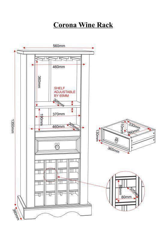 Corona Wine Rack Drinks Storage Mexican Solid Pine by Mercers
