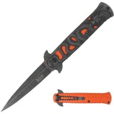 8.5" DARK FANTASY BLADES EDC FOLDING POCKET KNIFE w/ POCKET CLIP ORANGE