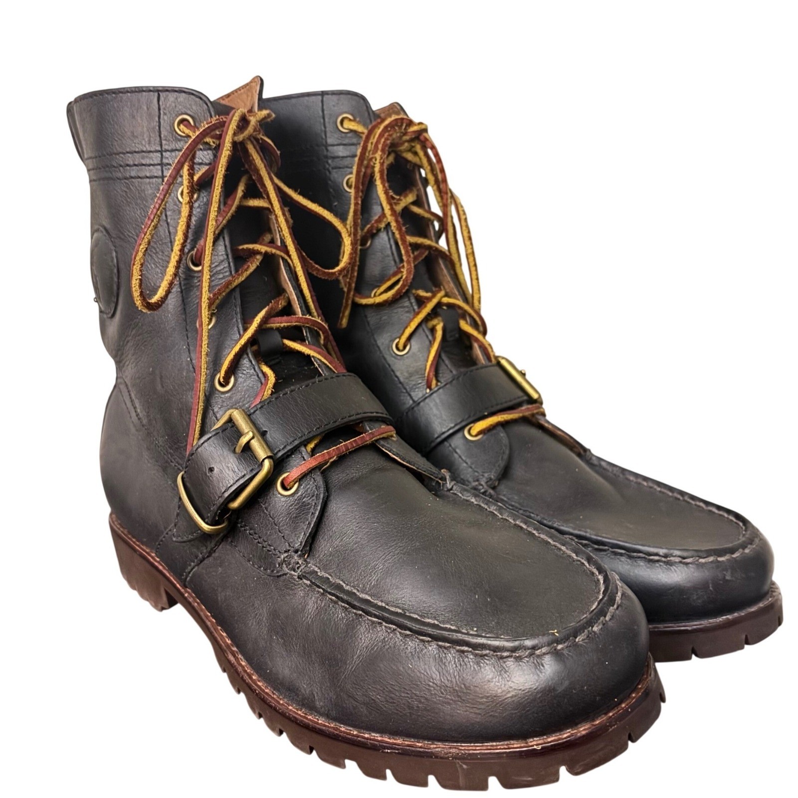 POLO RALPH LAUREN | Vintage | M 12 D | Ranger Tumbled Leather Boot Black | $198
