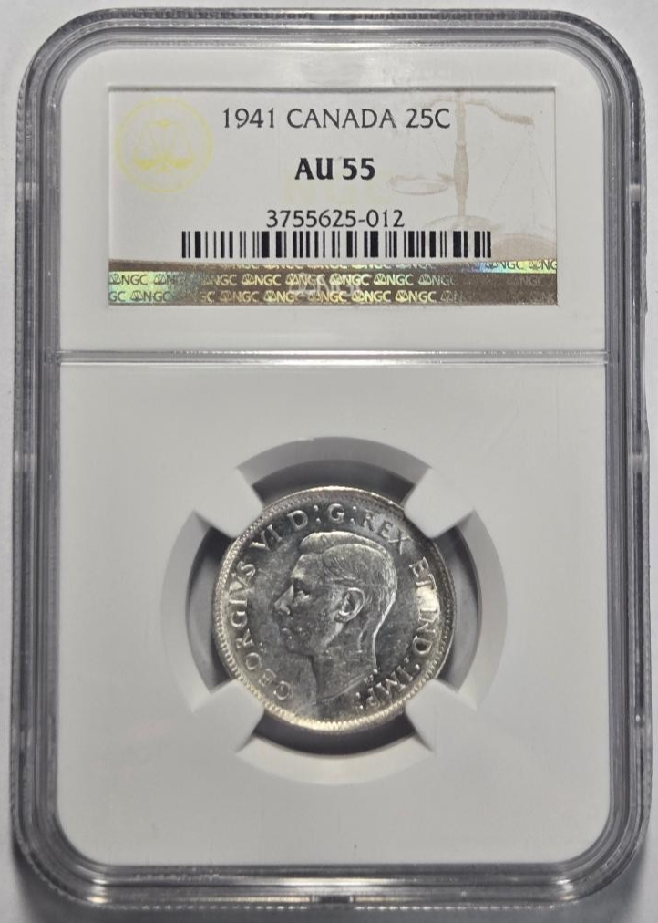 1941 CANADA 25 CENTS NGC AU 55 Certified Coin | eBay