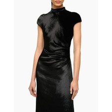 STAUD Tina Ruched Velvet Gown Black Sz 12