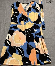 Nine West Dress Plus Sz 0X Floral V Neck Wrap Belted Boho Casual Dress