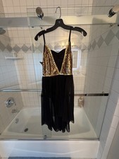 Ibtom Castle lyrical dance dress women Black  Gold accent color, Size Medium,