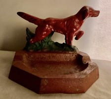 Cenicero John Wright Hierro Fundido PUNTERO ROJO SETTER + Abridor de Botellas De Colección