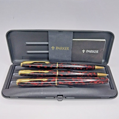Parker Sonnet Firedance 3 Feder Boxed Set 18kt Goldfeder Füllfederhalter Kugelschreiber