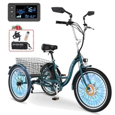 MOONCOOL Adult Electric Tricycle 350W (Peak 700W) 24" Trike & 36V 10.4Ah Battery