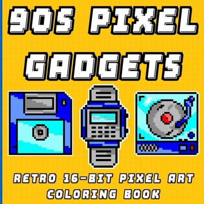 Retro 16-Bit Pixel Art Malbuch, 90er Jahre Pixel Gadgets, Ausmalen