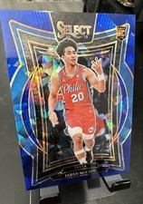 24-25 Panini Select Concourse Jared McCain #82 Blue Cracked Ice Prizm RC Thunder