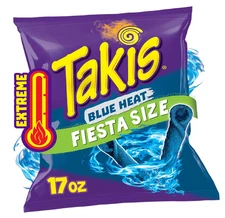 Takis Blue Heat 17 oz Fiesta Size Bag, Hot Chili Pepper Flavored  Spicy Chips