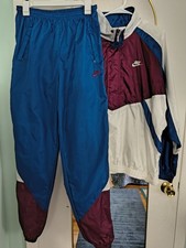 Vintage Nike Tracksuit Mens L Blue, Marron White 80s 90s ,Jogger Set LOOK NWOT