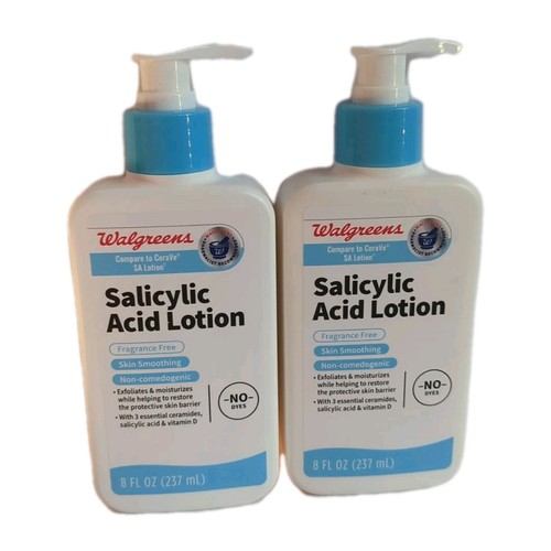 2-Pack NEW Walgreens Salicylic Acid Lotion 8 oz SA Fragrance Free Smoothing