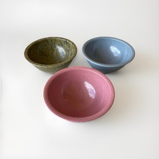 Vintage TEXAS WARE 111 SET OF 3 Mixing Bowls Confetti Green Pink Blue Melamine