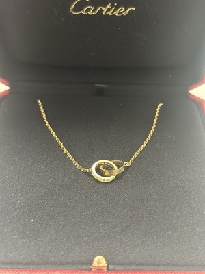 Cartier Love 18k Yellow Gold Diamond Interlocking Pendant Necklace