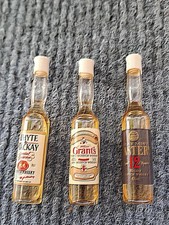 Vintage Dolls House Miniature Whisky Bottles x3 Grant's, Whyte Mackay, Masters 