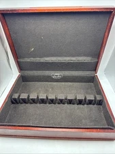 Pacific Silver Cloth Wooden Flatware Silverware Storage Chest Case Box 