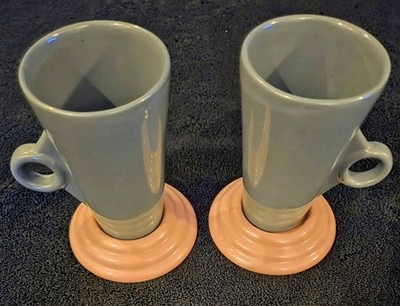 Feltman Langer Porcelain Demitasse Coffee Cups w/Bases MidCentury Modern Pastel 