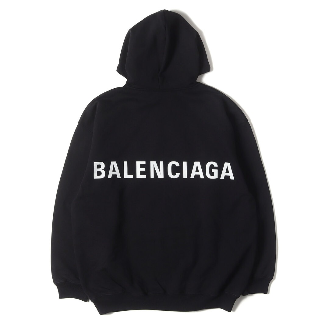 BALENCIAGA Hoodie Black Size: S Back Logo Heavyweight Sweatshirt Used BEEG-0