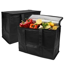 Black Insulated Shopping Bags 20" x 13" x 10" - Pack of 2 Insulated Grocery Bags