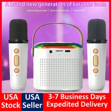 UPGRADED Wireless Mini Karaoke Machine with 2 Microphones Bluetooth Speaker Kid