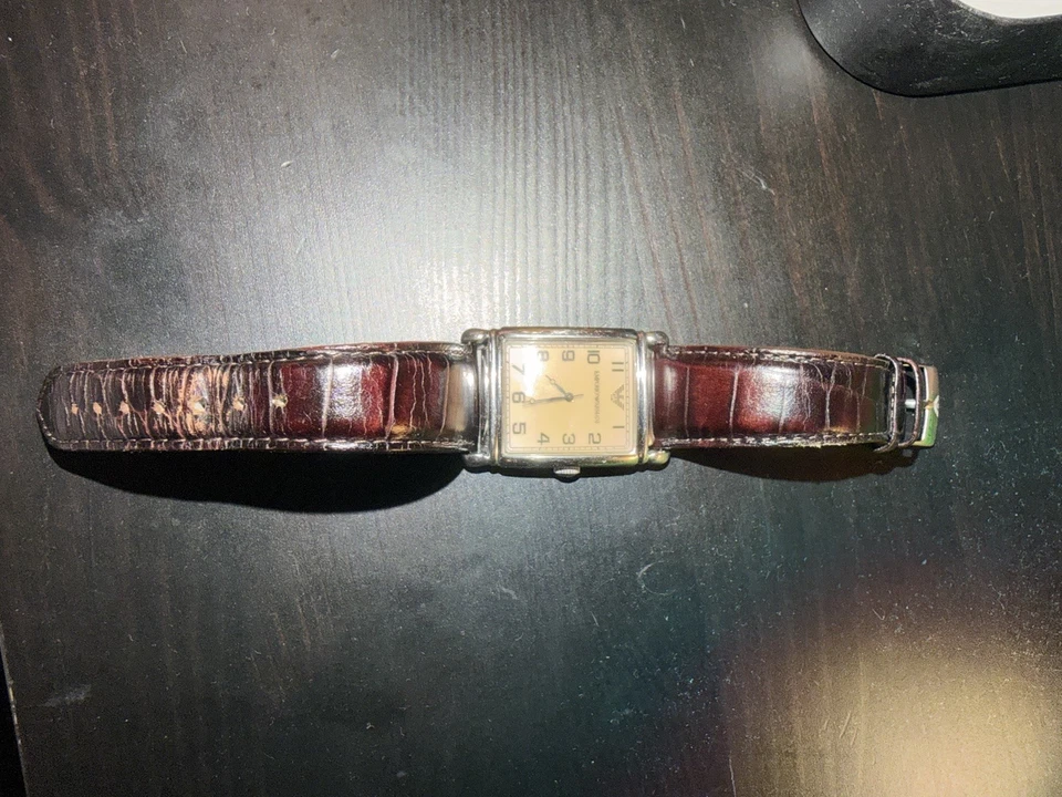 RARE vintage Emporio Armani AR-0203 Quartz Tank Cream Numeric Leather Watch - Image 3 of 4