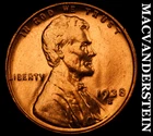 1938-S Lincoln Wheat Cent- Red- Choice Gem Brilliant Uncirculated Luster #J3467