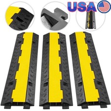 2-Slot Cable Protector Heavy Duty Rubber PVC Ramp Safety Cover 22406 lbs Load US