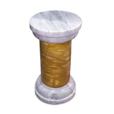 Colonne Sur Socle En Marbre Jaune Siena Et Carrare H 54 CBAM