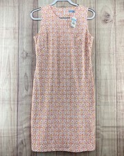 NEW J McLaughlin Slvless Sophia Shift Dress Orange White Coral Hannover Sz S