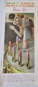 1962 Flame-glo Lipstick Nail Polish Dance Party Colors Vintage Cosmetic  Ad 