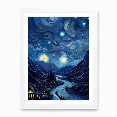 Starry Night Art Print Framed Wall Art Poster Canvas Print Picture
