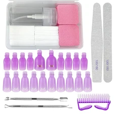 Gel Polish Remover Kit - 10 Toenail Clips, 10 Finger Nail Soak off Clips, 400 Li