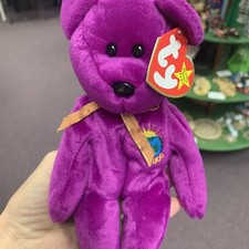 Ty Beanie Babies Millennium Bear - Purple 2000 Earth  Sun - Free Shipping