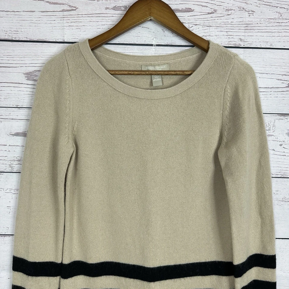 Suéter Banana Republic Mujer Medio Beige Lana Cachemira Tejido Pull Over Foto 2 de 4
