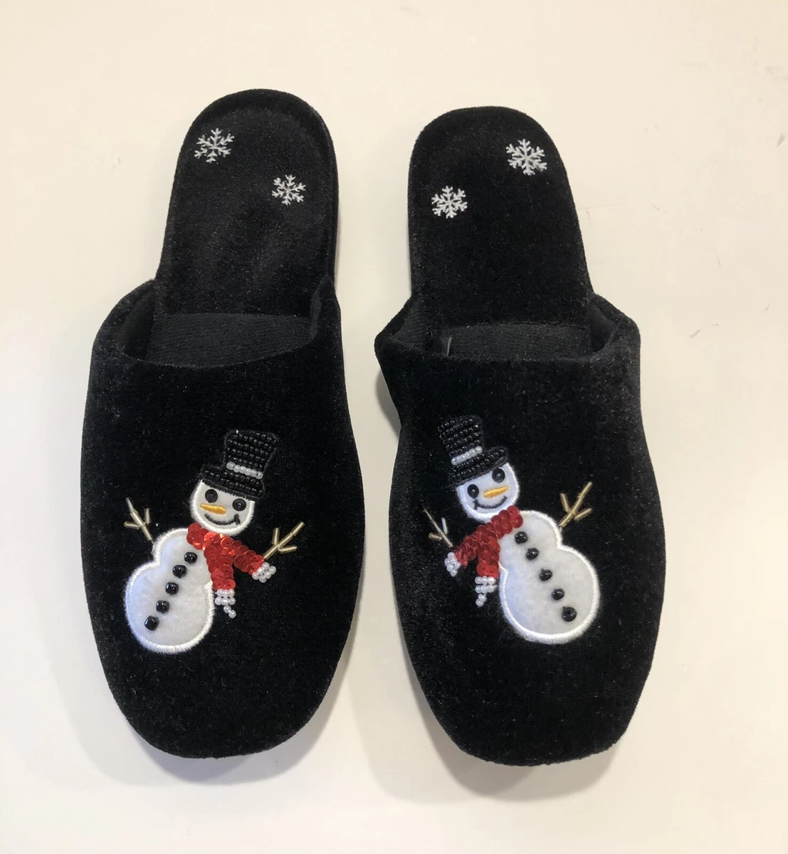 Ladies Christmas House Slippers Snowman Bedroom Shoes Holiday