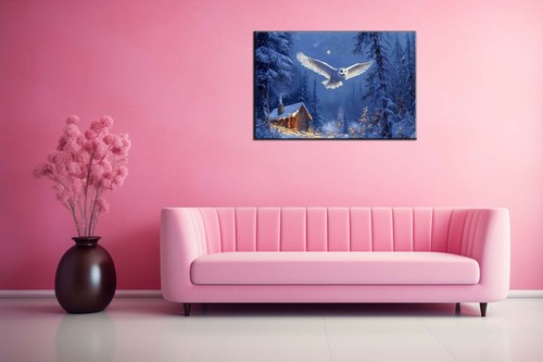 Home Art Decor Moon Flying Owl Bird Oil Painting Picture Printed On Canvas VII - Picture 5 of 9