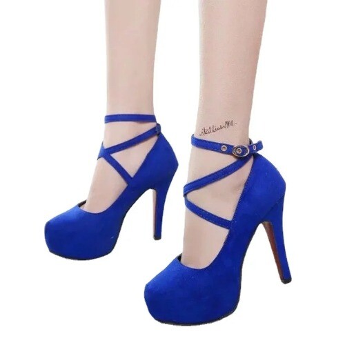 12CM High Heels Women 2024 New Round Toe Platform Women's Pumps Buckle Strap - Bild 6 von 15