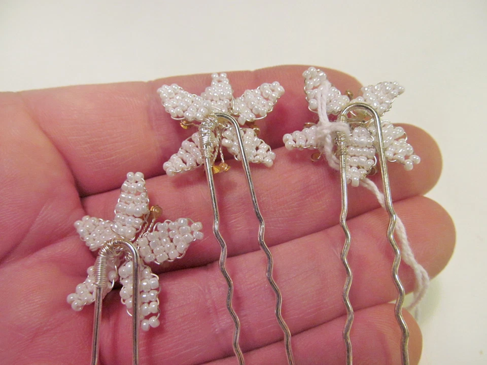 *NUEVO 3 selecciones de cabello nupcial floral cristal perla simulado tono plata Foto 4 de 4