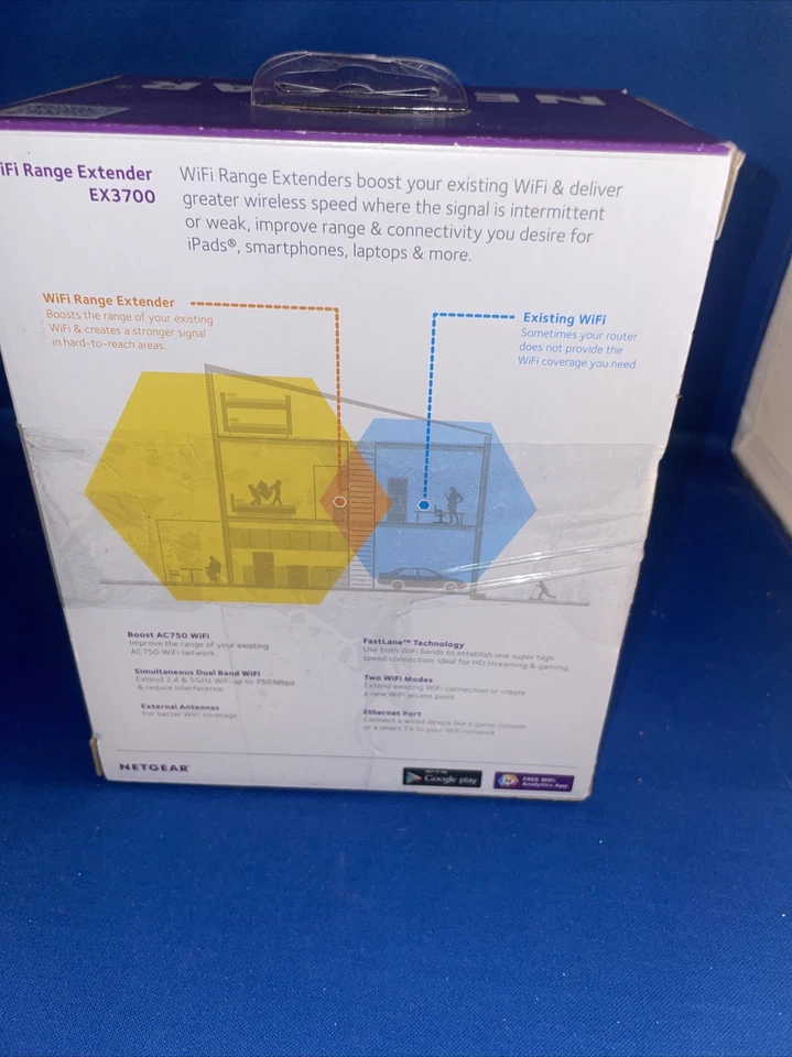 NETGEAR AC750 Wi-Fi Range Extender - EX3700-100NAS with intructions open box! - Image 3 of 4