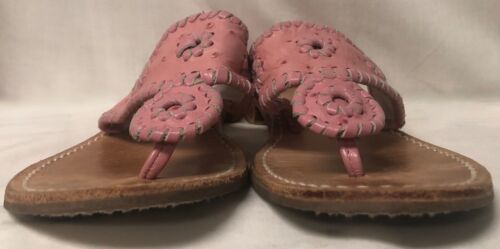 JACK ROGERS ICONIC JACK FLAT NAVAJO SANDALS PINK OSTRICH LEATHER THONG STYLE 10 - Picture 5 of 7