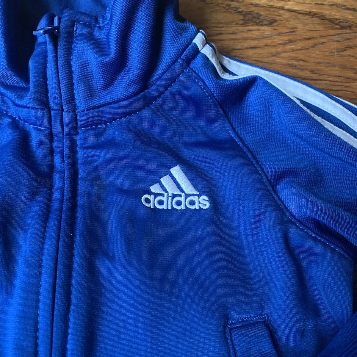 ADIDAS Baby Boys 3 Stripe Blue White Full Zip Up Track Jacket Coat