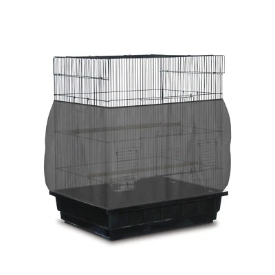KNUTI Bird Cage Seed Catcher Guard Net Cover Mesh Net Cover Parrot 55" to 100" - Black