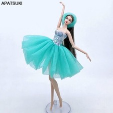 Blue Fashion Doll Dress For 11.5" Doll Clothes Outfits Short Tutu Ballet Gown