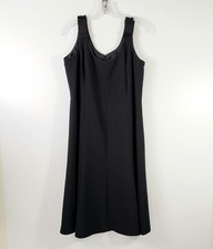 Liz Claiborne Size 12 Womens Sleeveless Jersey A-line Black Dress 