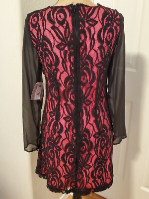 Worthington Women's Size 4 Long Sleeve Black Lace Pink Lining Pencil Dress NEW | eBay Worthington Women's Size 4 Long Sleeve Black Lace Pink Lining Pencil Dress NEW | eBay