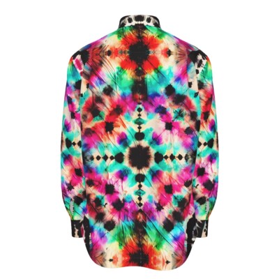 Tie Dye Cotton Mens Shirt Pink Psychedelic Big Man Hippie Mandala Rave DJ Gift