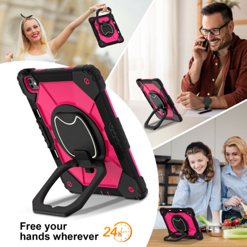 For iPad Pro 13/11/Air 13/11 2024 Shockproof Silicone+PC Handle Stand Strap Case - Picture 63 of 106